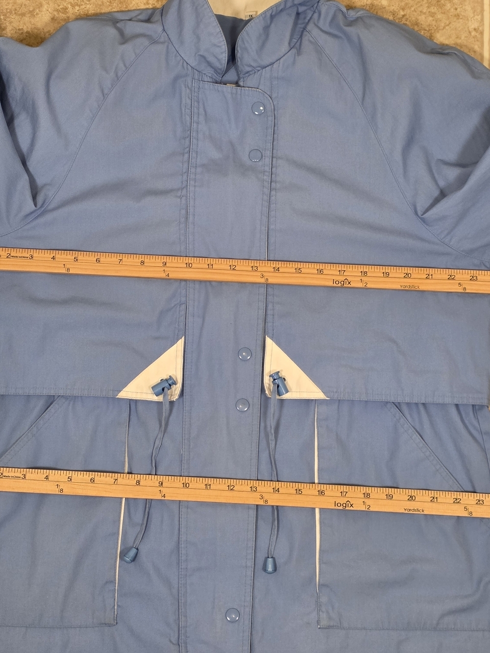 Y2K Blue Oversized Cinch Waist Jacket 1X - Picture 10 of 13